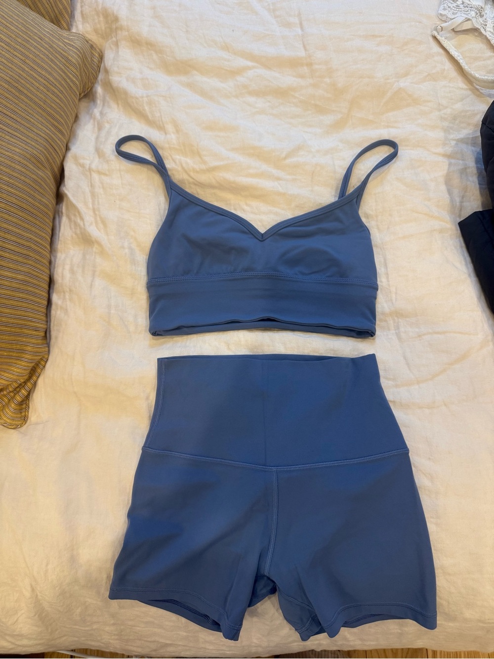 lululemon athletica Slate Blue V-Neck Bralette & High-Waist Shorts Set